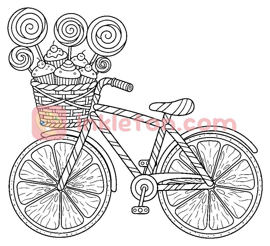 Page de coloriage Le vélo à roue de bonbons à imprimer
