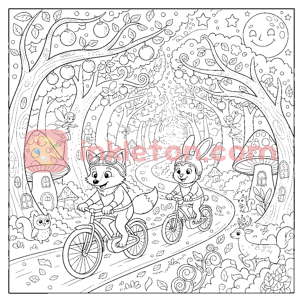 Página para colorir de A corrida da raposa e do coelho para imprimir