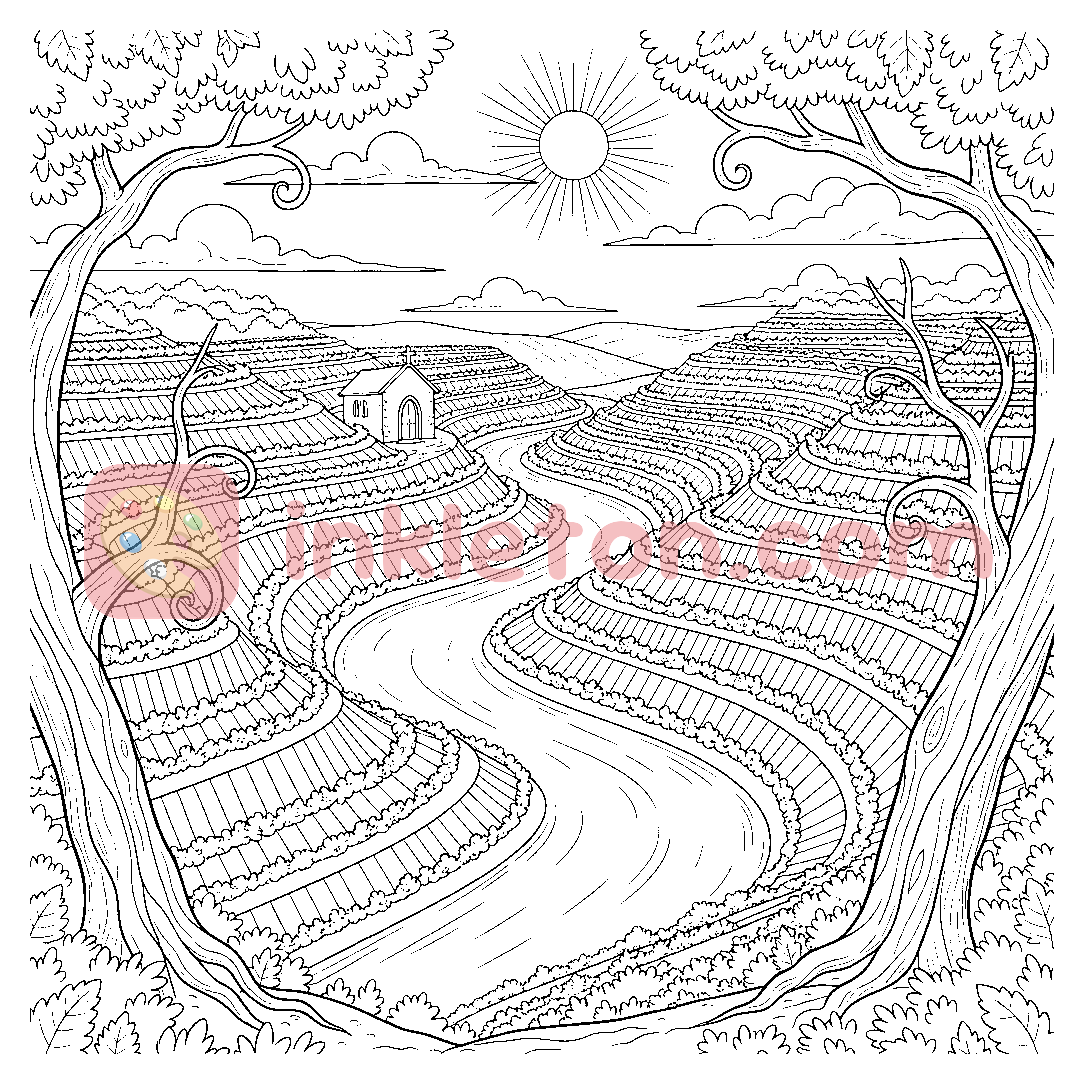 Página para colorir de As Vinhas Douradas do Douro para imprimir