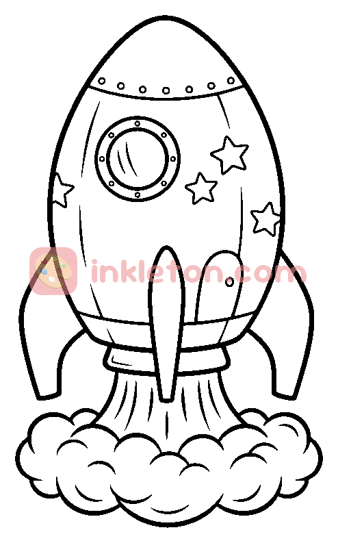 Página para colorir de Peck da aterragem na Lua do Rocket Ship para imprimir