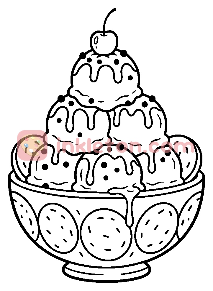 Giant Ice Cream Sundae Tower coloring page to print