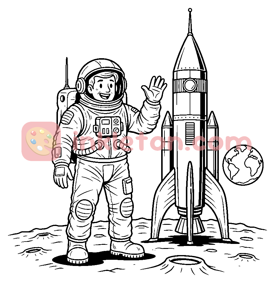 Omalovánka Astronaut u armilární sféry k tisku