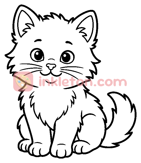 Cute Fluffy Kitten coloring page to print