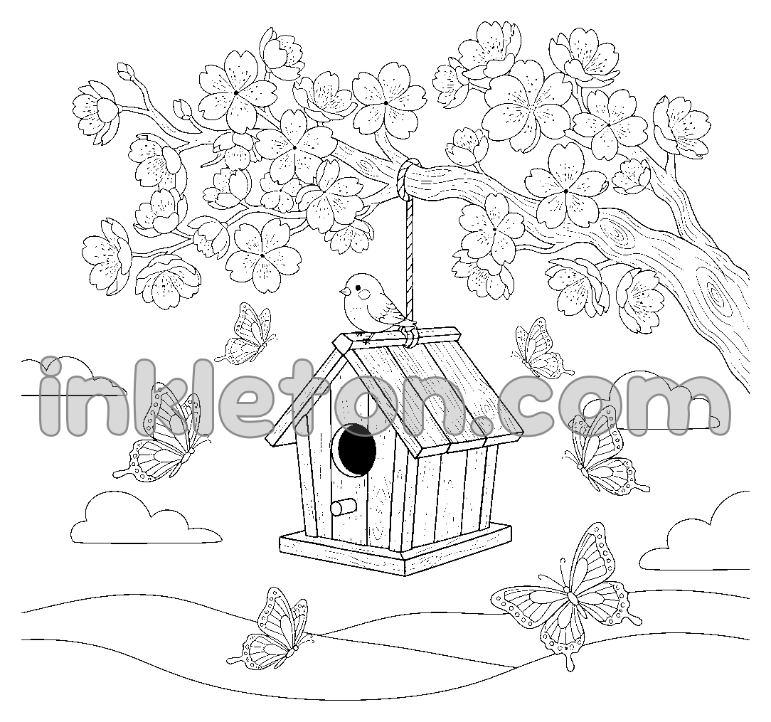 Springtime Birdhouse in Bloom