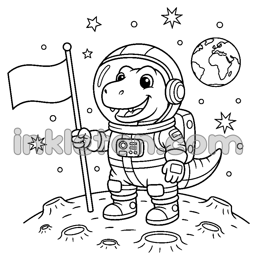 Dinosaur Astronaut on the Moon