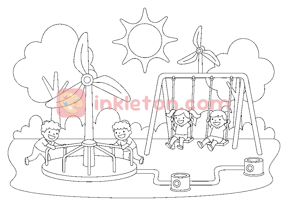 The Wind-Powered Light-up Park coloring page to print