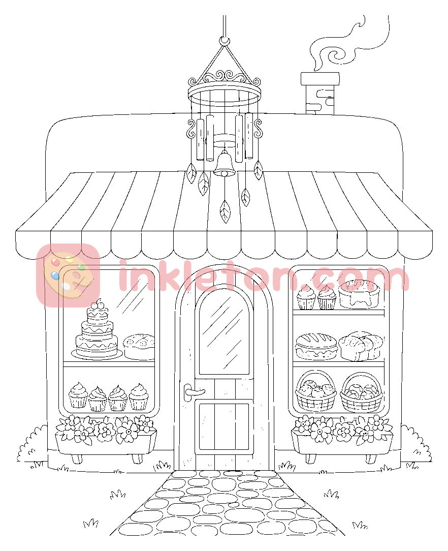 Die Bäckerei Wind-Chime Malvorlage zum Ausdrucken