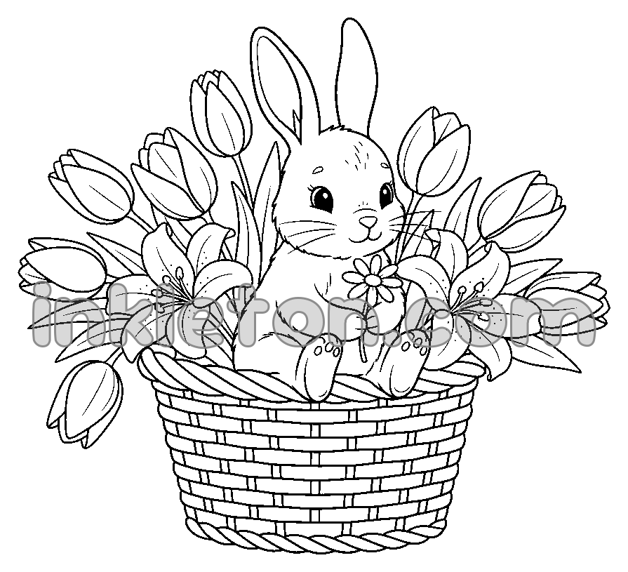 Bunny in a Flower Basket