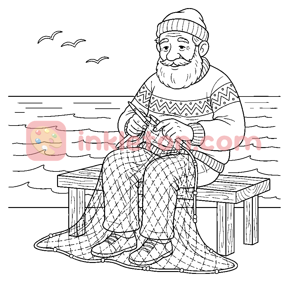 The Fisherman's Net coloring page to print
