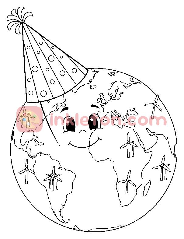Global Wind Day Celebration Globe coloring page to print