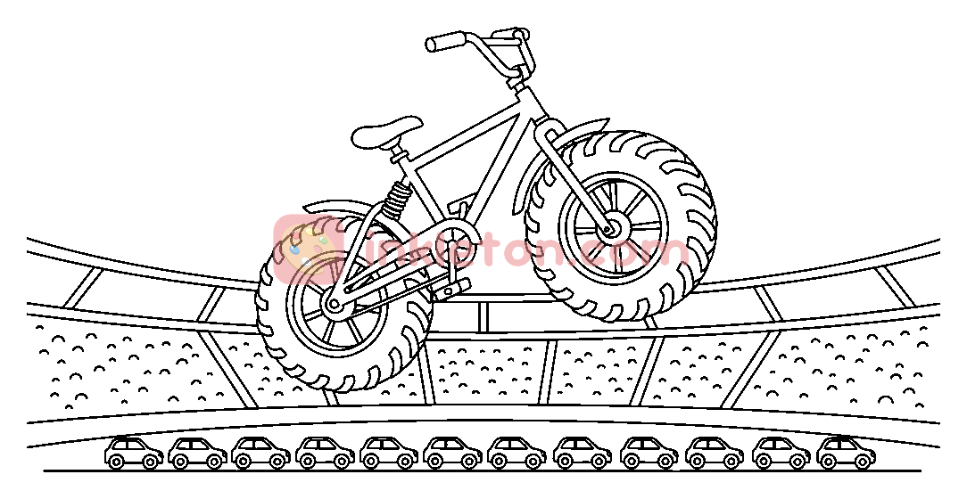 Página para colorear de Bicicleta Monster Truck para imprimir