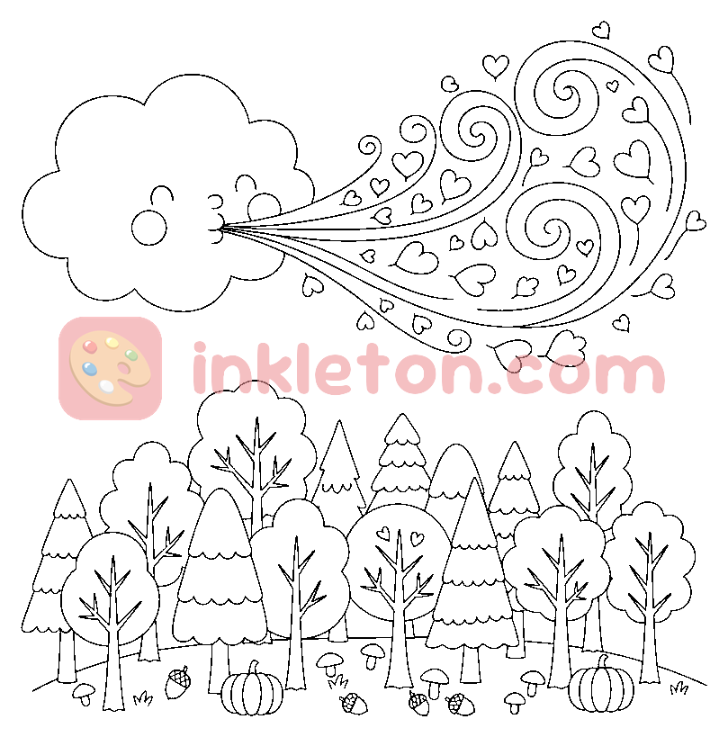 The Wind's Blowing Kiss coloring page to print