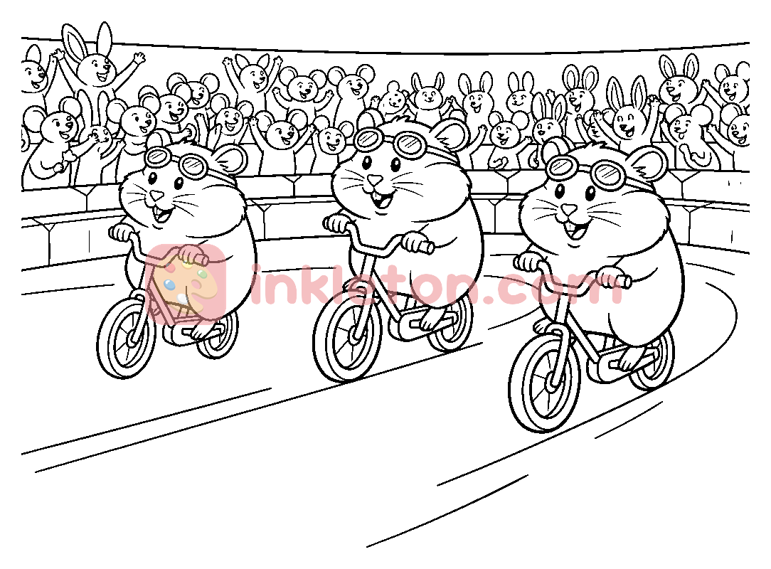 Página para colorir de Equipa de corrida Hamster para imprimir