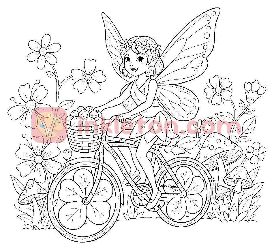Página para colorear de Pedal Flor de Hada para imprimir