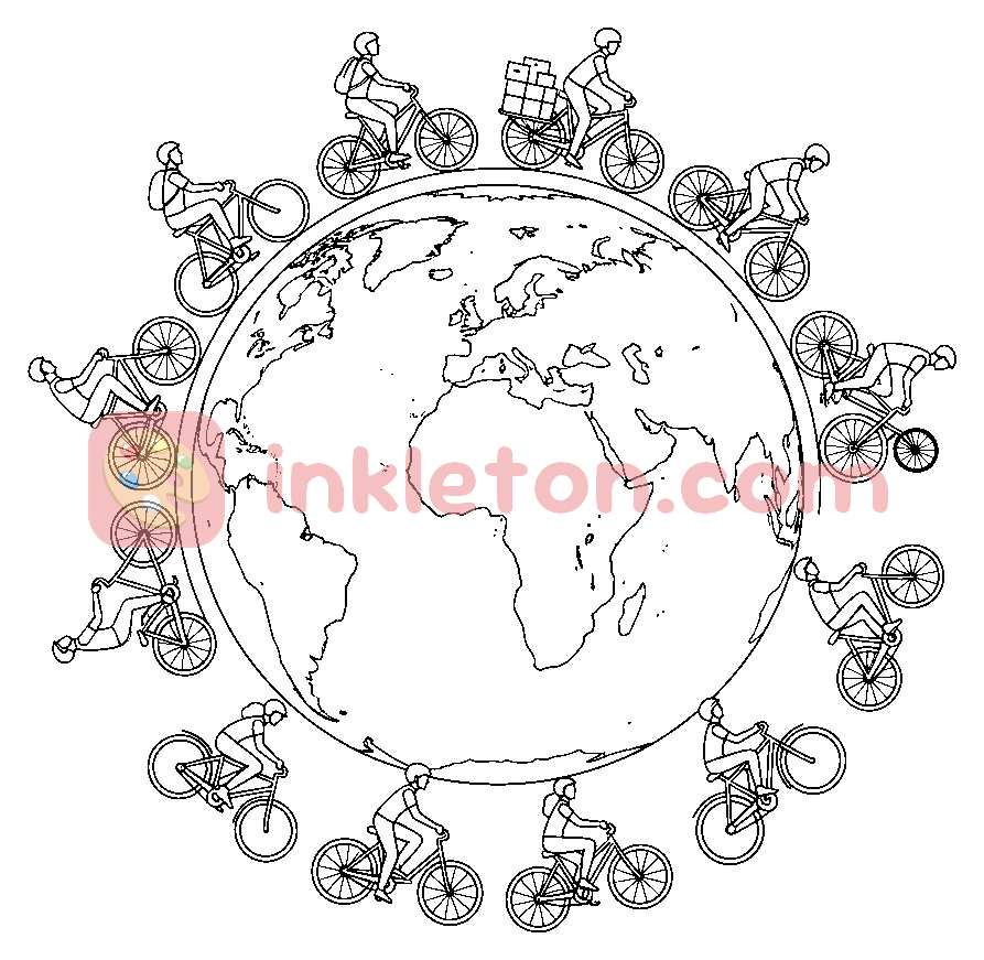 Pagina da colorare Giornata mondiale della bicicletta delle Nazioni Unite Unità da stampare