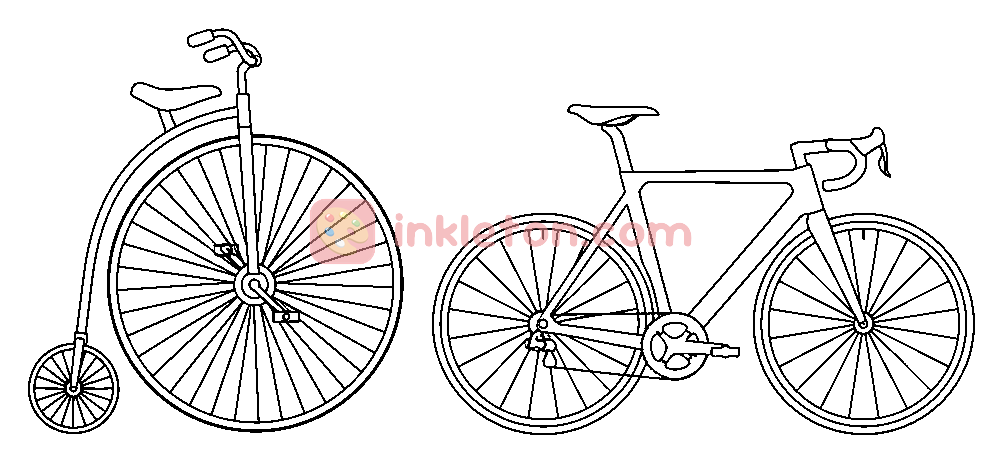 Page de coloriage Comparaison de l'histoire du vélo à imprimer