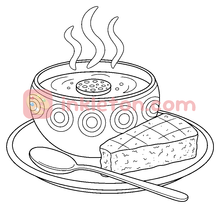 Página para colorear de Un buen plato de caldo verde para imprimir