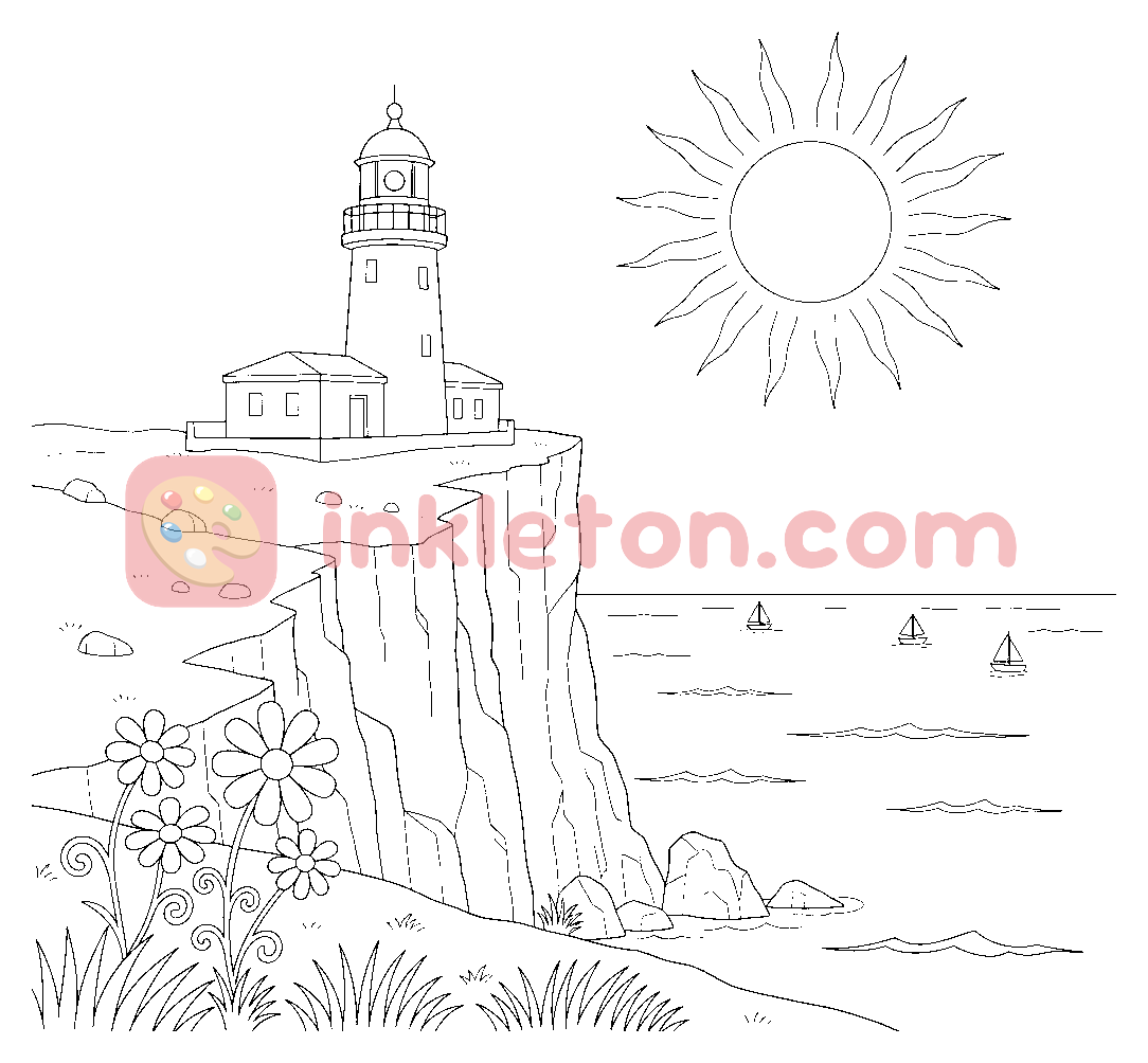 Sunny Cliffs of Cabo da Roca coloring page to print