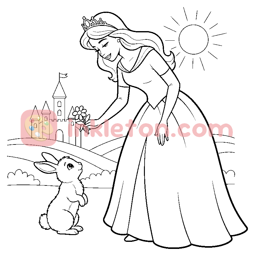 Page de coloriage Le baiser du prince grenouille au nénuphar à imprimer