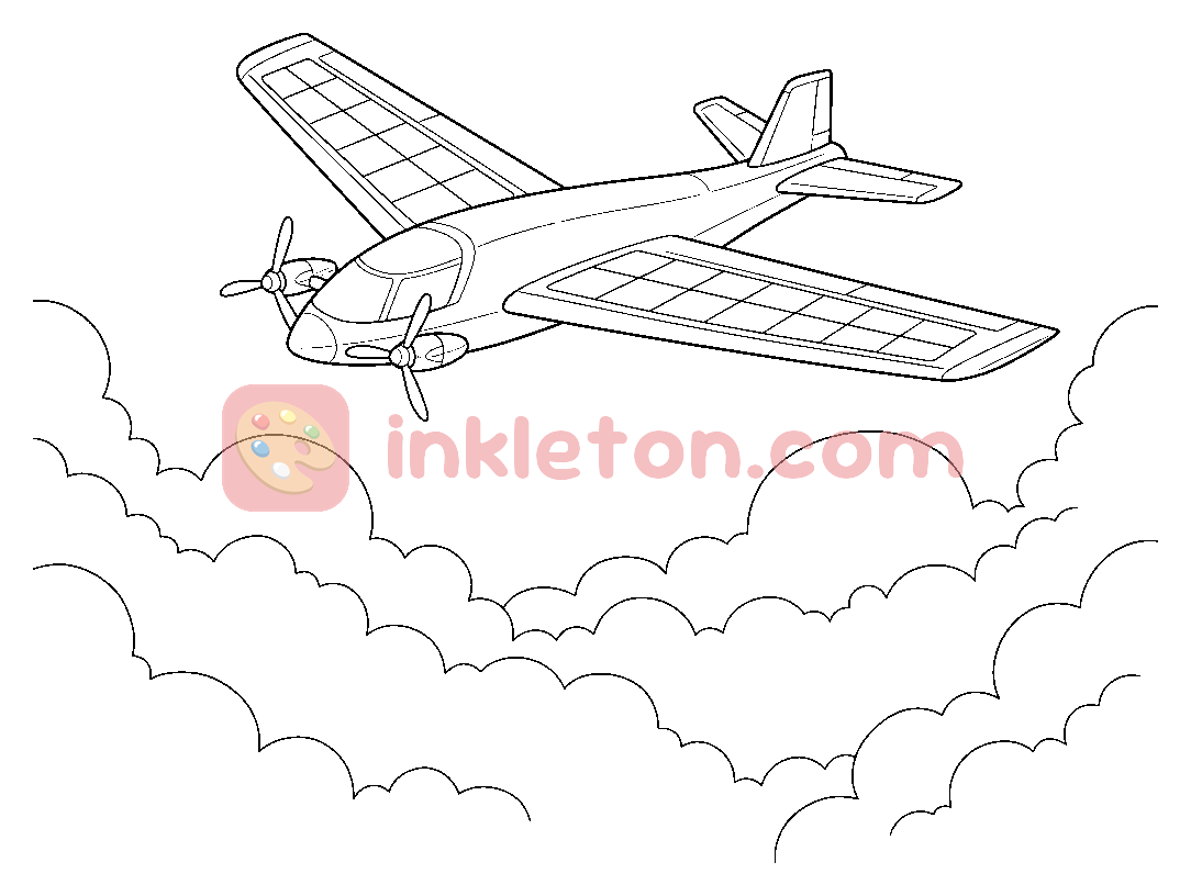 Solar-Wind Hybrid Plane coloring page to print