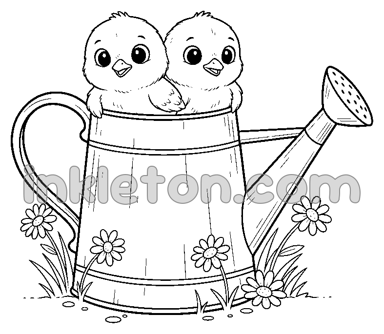 Chicks in a Watering Can