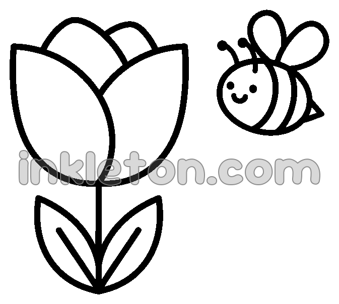 A Friendly Bee on a Large Tulip