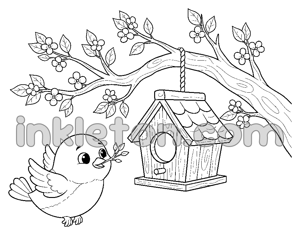 Birdhouse στα δέντρα της άνοιξης