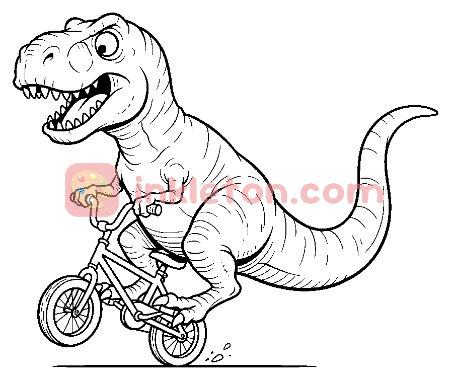 Problem med T-Rex lilla cykel målarbild att skriva ut