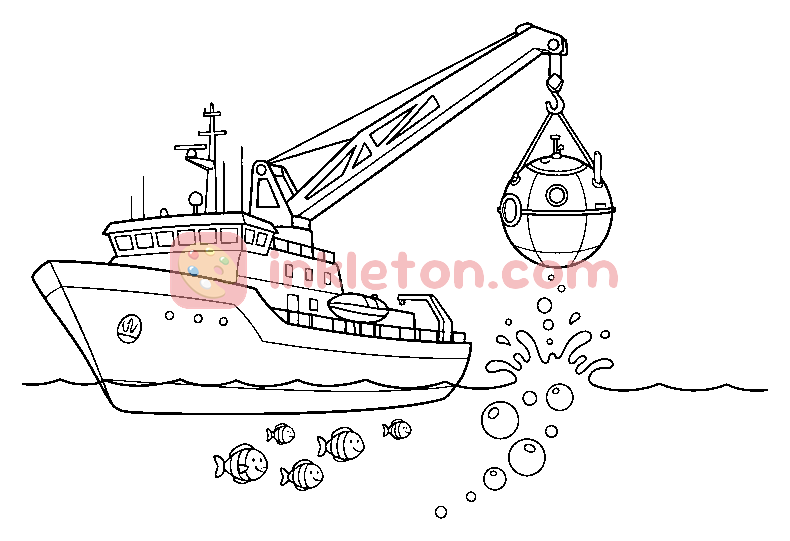Página para colorir de Navio de investigação oceânica no Atlântico para imprimir