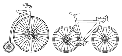 Page de coloriage Comparaison de l'histoire du vélo à imprimer