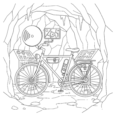 Page de coloriage Vélo d'espionnage furtif avec gadgets à imprimer