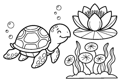 Turtle and the Lotus Flower