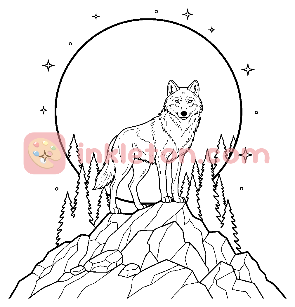 The Iberian Wolf Prowl coloring page to print