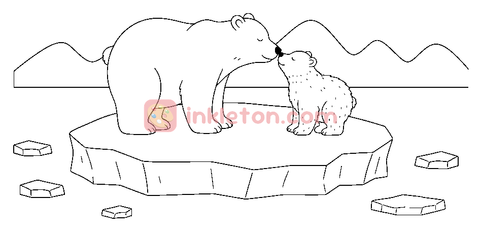 Polar Bear Cub's Nose Nuzzle coloring page to print