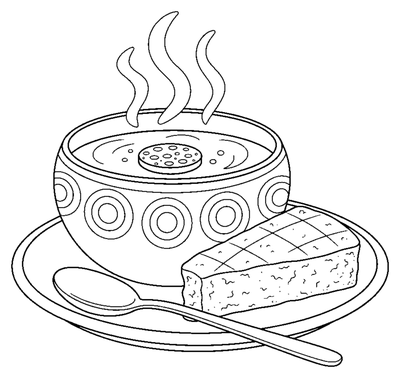 Sydämellinen kulho Caldo Verdeä värityskuva tulostettavaksi