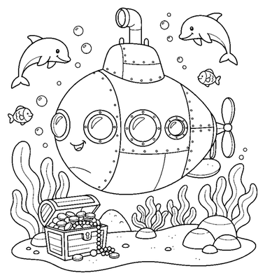 The Deep Sea Explorer Submarine coloring page to print