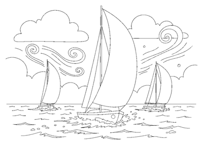 Regatta on a Windy Day coloring page to print
