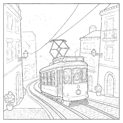 Pagina da colorare Lo storico tram giallo 28 da stampare