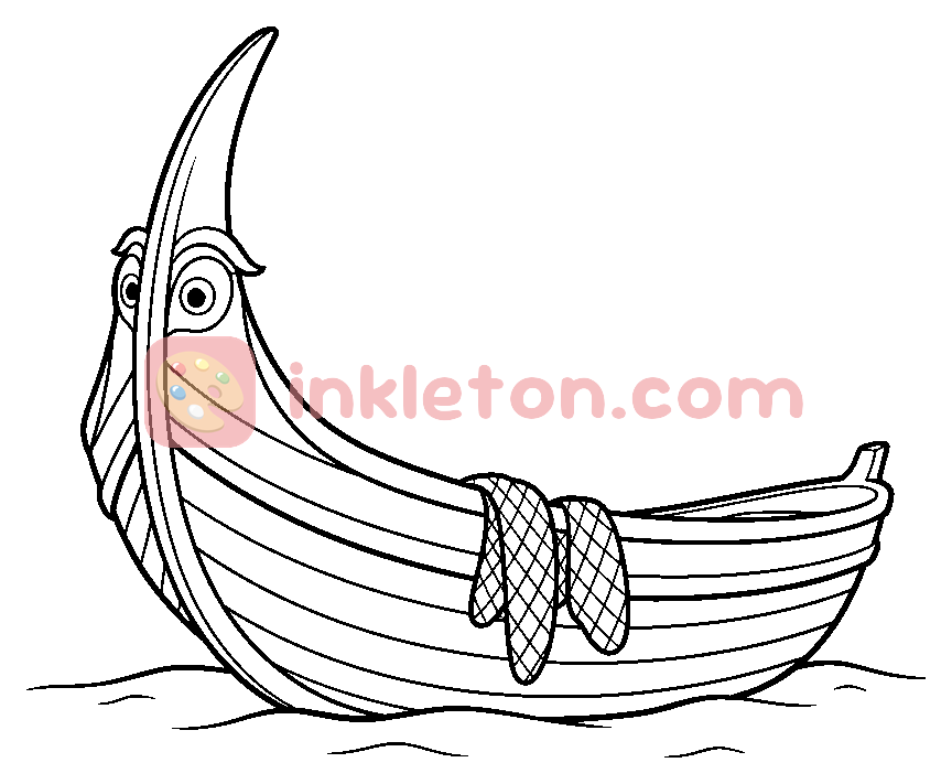 Página para colorir de O Barco de Pesca Tradicional da Nazaré para imprimir