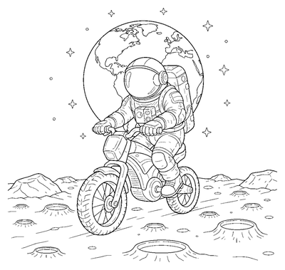 Page de coloriage Vélo du rover lunaire à imprimer