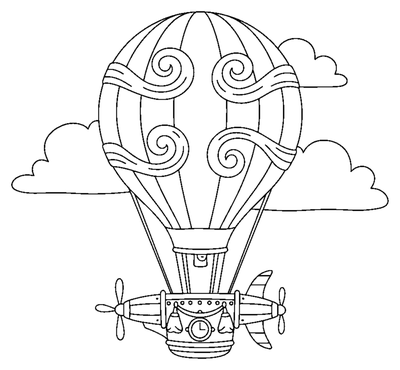Wind-Steered Hot Air Balloon coloring page to print