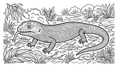 Blue-Tongued Skink on the Ground coloring page to print