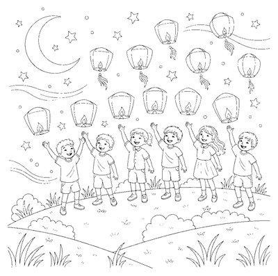 Global Wind Day Lantern Release coloring page to print