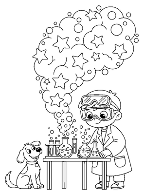 Page de coloriage Le laboratoire de jardin du jeune scientifique à imprimer