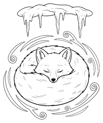 Arctic Fox in a Winter Blizzard coloring page to print