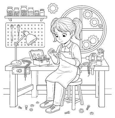 Young Artist Painting Tiles coloring page to print