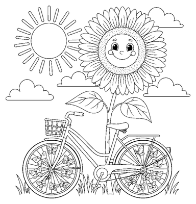 Sunflower Summer Ride målarbild att skriva ut