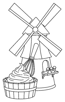 Ice Cream Windmill Shop coloring page to print