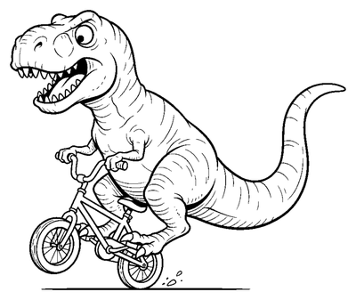 Problem med T-Rex lilla cykel målarbild att skriva ut