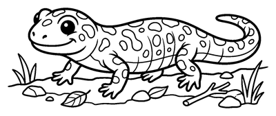Página para colorir de Salamandra Malhada Sorridente para imprimir